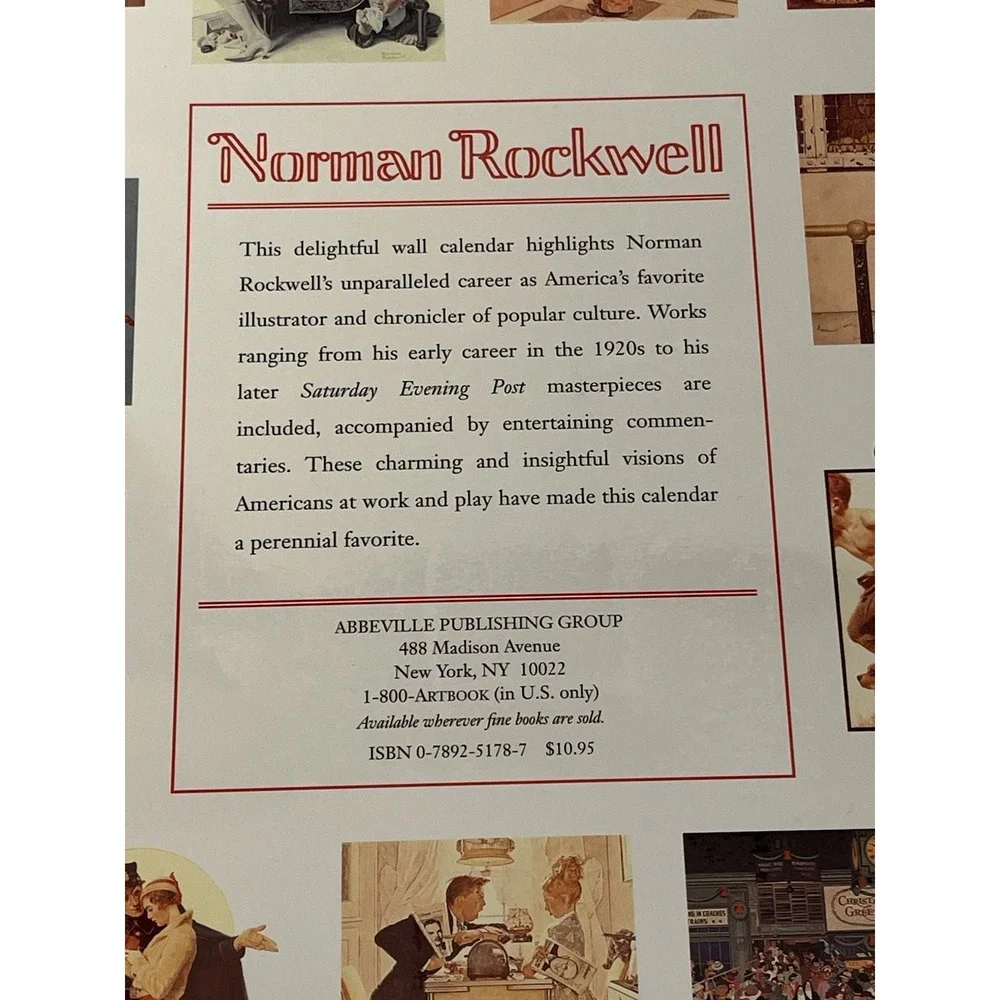 Vintage Norman Rockwell Art Wall Calendar 1997 Size 11